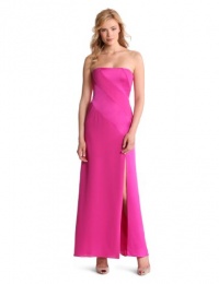 BCBGMAXAZRIA Women's Claudine Strapless Blocked Gown, Bright Berry, 4