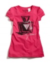 GUESS Kids Girls GUESS Kids Girls Perfume Logo Tee, DEEP PINK (10/12)