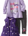 Kids Headquarters Baby-girls Infant Purple Vest with Long Sleeve Tee and Gray Pants, Purple, 24 Months