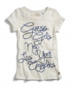 GUESS Kids Girls Guess NY LA Logo Tee, CREAM (10/12)