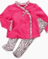 Unleash her exotic side with this fun and frilly shirt and footed pant set from First Impressions.