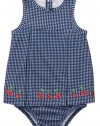 Carters Girls 3-24 Months Plaid Cherry Embroidered Sunsuit (12 Months, Blue)