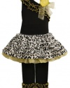 Size-6, Yellow, BNJ-7874R, 2-Piece Asymmetric Zebra Print Eyelash Ruffles Dress and Legging Set,Bonnie Jean Little Girls Party Dress