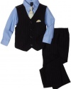 Nautica Dress Up Boys 2-7 4 Piece Dresswear Vest Set, Navy, 6