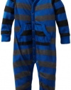 Splendid Littles Baby-Boys Newborn Charcoal Rugby Stripe Mix Playsuit, Royal, 12-18 Months