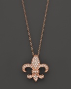 Diamonds set in a 14K. rose gold fleur-di-lis.