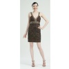 Sue Wong Womens Size 8 Chocolate Beaded Sleeveless Cocktail Dress