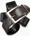 For now, the only belt he needs: Reversible leather belt from Nautica with a classic squared buckle.