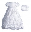 Lauren Madison baby girl Christening Baptism Special occasion Newborn Taffeta dress gown  With Puckered Embroidery, White, 6-9 Months