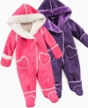 First Impressions Playwear Snowsuit, Baby Girls Faux Shearling Snowsuit 18 Months (PINK)