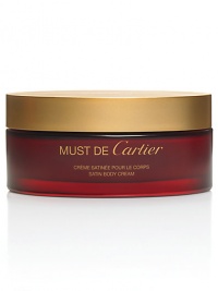 Must de Cartier Satin Body Cream. Soothing formula leaves skin moisturized and scented with the unexpected notes of Must de Cartier. 6.75 oz. 