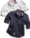 GUESS Kids Boys Boys Shirt with Microcord, BLUE (8/10)