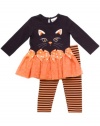 Rare Editions Baby-girls Infant Cat Applique Tutu Legging Set, Black/Orange, 18 Months