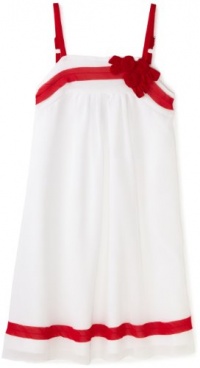 Blush by Us Angels Girl's Sleeveless Chiffon Dress with Appliqué, White, 16