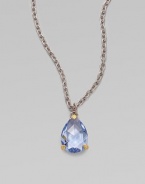 From the La Petite Collection. A pear shaped drop of faceted blue quartz on a textured sterling silver chain.Blue quartz 18K yellow gold Sterling silver Length, about 17 Lobster clasp closure Imported 