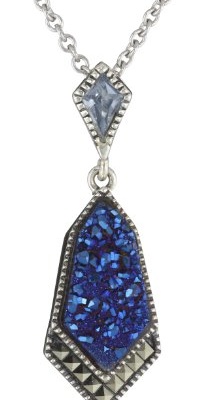 Judith Jack Color Cascade Sterling Silver, Marcasite and Blue Spinel Pendant Necklace