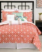 Create a beachside getaway in your room with this Trina Turk Trellis Coral comforter set, featuring soothing coral and white hues. A jacquard weave fabric and floral pattern gives this set a whimsical appeal.