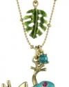 Betsey Johnson Teal and Gold Frog Pendant Necklace Two-Row Necklace