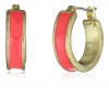 Anne Klein Bright Links Gold-Tone Coral Enamel Hoop Earrings