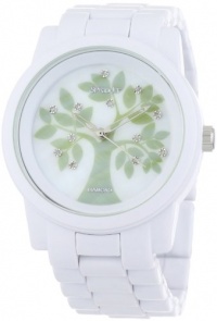 Sprout Women's ST5020MPWT Eco-Friendly Diamond Accented Tree Motif Dial and White Corn Resin Bracelet Watch