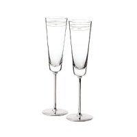 A perfect engagement or bridal shower gift, this set includes two champagne flutes- one etched with MRS and one etched with MR.