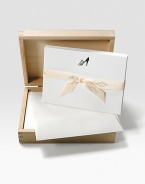 EXCLUSIVELY AT SAKS. Original Charles Fradin shoe illustrations are letterpressed on cotton card stock to add a decidedly fashionable touch to your next thoughtful note. Wood box includes 18 cards & matching envelopes Box: 7¼W X 5½L X 2H Made in USA 