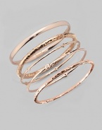 Sterling silver and 18k gold are beautifully blended in a slender hammered bangle with rich texture and a warm finish of 18k rose goldplating. An alloy of 18K gold and sterling silver plated with 18K rose gold Diameter, about 2½ Imported Please note: Bracelets sold separately.