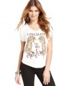 Liberate your inner awesome! House of Mental's printed tee features a rockin' lace back and words to live by.