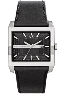 Armani Exchange Mens A|X Black Leather Strap Squar