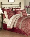 Allover opulence. This Santa Monica comforter set makes a stunning statement with red and tan hues and a flourishing floral design with subtle pleated details for a touch of texture. The set comes complete with all the coordinating components needed to make over your bedroom.