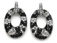 Original Star K(tm) Round Black and White Cubic Zirconia Oval Shape Earrings in 925 Sterling Silver