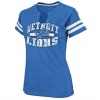 NFL Detroit Lions Go For Two II Split Neck Women's Short Sleeve T-Shirt, Sport Blue/White