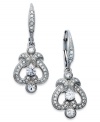 An elegant dazzler from Eliot Danori. Glittering crystals combine with cubic zirconias (1/3 ct. t.w.) on these gorgeous drop earrings. Finished with a leverback closure. Set in rhodium-plated mixed metal. Approximate drop: 3/4 inch.