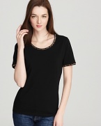 Delicate beading adds a pop to this chic BASLER black tee. Pair with skinny jeans for the ultimate in laid-back luxe.