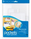 Post-it Wall Pockets, Multiple Sizes, Clear with Dots, 3-Pack