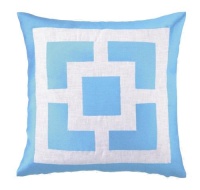 Trina Turk Down-Filled Pillow, Palm Springs Blocks, Blue, 20 by 20-Inches