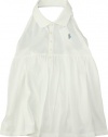 Ralph Lauren Girl's Smocked-Back Polo Halter Top (X-Large (16), White)