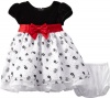 Bonnie Baby-Girls Infant Stretch Velvet Bodice, Black/White, 12 Months