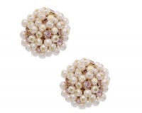 Charter Club Earrings, Gold-Tone Pink Pearl Cluster Clip-On Earrings