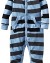 Splendid Littles Baby-Boys Newborn Charcoal Rugby Stripe Mix Playsuit, Sky, 12-18 Months