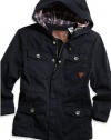 GUESS Kids Boys Little Boy Parka Jacket with Plaid, NAVY (7)