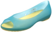 Crocs Women's Carlie Open-Toe Flat,Aqua/Buttercup,10 M US