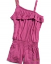 GUESS Kids Girls Little Girl Asymmetrical Romper, VIOLET (5/6)