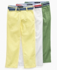 He'll want to pair these colorful Tommy Hilfiger Chester pants with a crisp button-front shirt or a comfy cotton tee for a look that exudes classic cool.