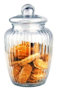 4 X 10 Ribbed Retro Glass Cookie Jar with Lid