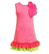 Bonnie Jean Girls 7-16 Neon Foil Dress, Pink, 12