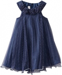 Bonnie Jean Girls 2-6X Dot Crystal Pleat Dress, Blue, 5