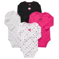 Carter's Girls 4 Pack I Love Mommy Black Pink Multi Long Sleeve Bodysuit Set