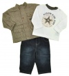 Calvin Klein Newborn Boys Brown Plaid Jacket & Pant Set (6/9M)