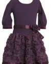 Bonnie Jean Girls 2-6X Knit Bodice To Chiffon Skirt with Bonaz Trim, Purple, 5